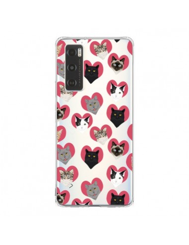 Coque Vivo Y70 Chats Coeurs Transparente - Pet Friendly