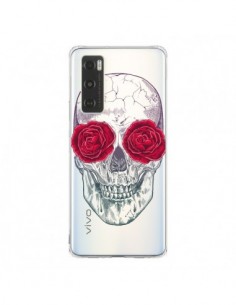 Coque Vivo Y70 Tête de Mort Rose Fleurs Transparente -...
