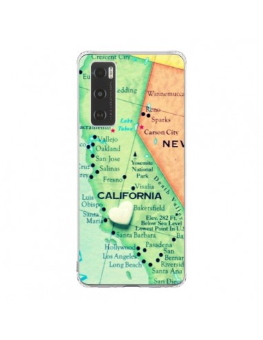 Coque Vivo Y70 Carte Map Californie - R Delean