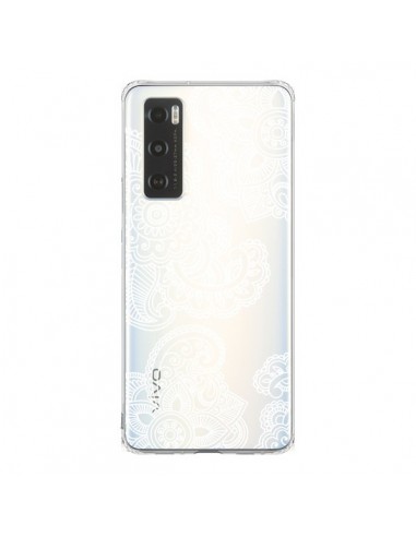 Coque Vivo Y70 Lacey Paisley Mandala Blanc Fleur Transparente - Sylvia Cook