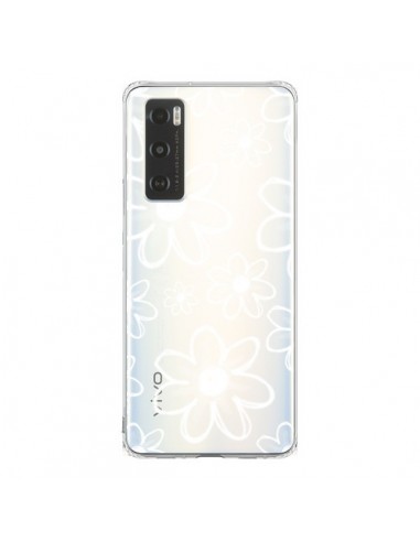 Coque Vivo Y70 Mandala Blanc White Flower Transparente - Sylvia Cook