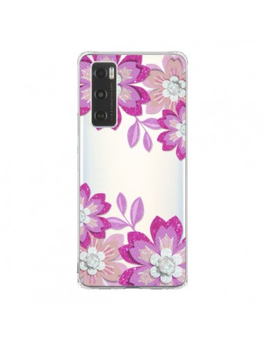 Coque Vivo Y70 Winter Flower Rose, Fleurs d'Hiver Transparente - Sylvia Cook