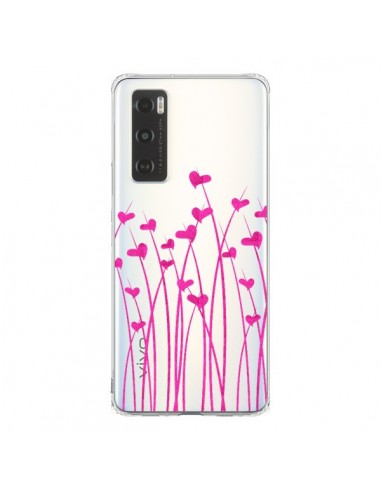 Coque Vivo Y70 Love in Pink Amour Rose Fleur Transparente - Sylvia Cook