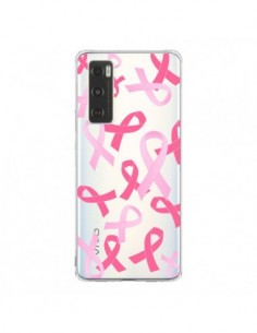 Coque Vivo Y70 Pink Ribbons Ruban Rose Transparente -...