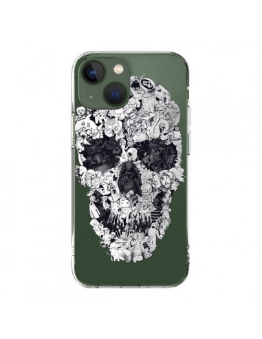 Coque iPhone 13 Doodle Skull Dessin Tête de Mort Transparente - Ali Gulec