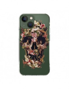 Coque iPhone 13 Jungle Skull Tête de Mort Transparente -...