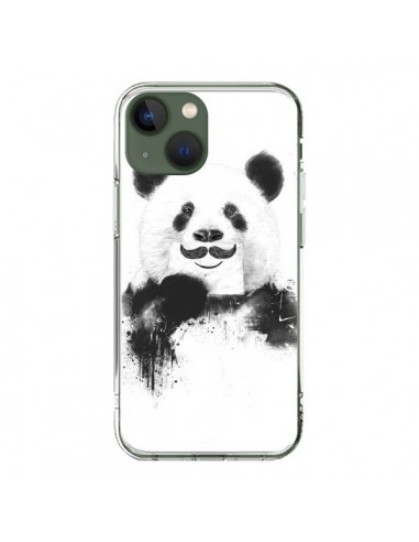 Coque iPhone 13 Funny Panda Moustache Movember - Balazs Solti