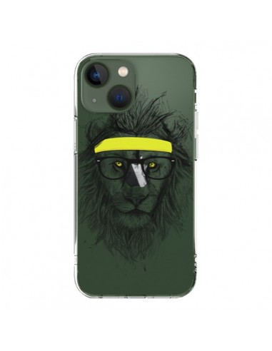 Coque iPhone 13 Hipster Lion Transparente - Balazs Solti