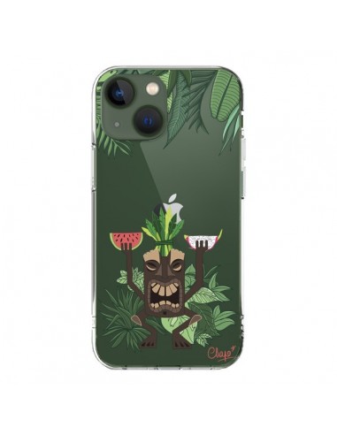 Coque iPhone 13 Tiki Thailande Jungle Bois Transparente - Chapo
