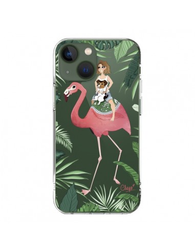 Coque iPhone 13 Lolo Love Flamant Rose Chien Transparente - Chapo