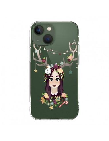 Cover iPhone 13 Donna Natale Legno Cervo Trasparente - Chapo