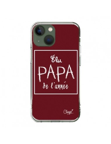 Coque iPhone 13 Elu Papa de l'Année Rouge Bordeaux - Chapo
