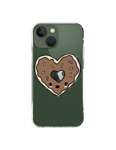 iPhone 13 Case Donut Heart Chocolate Clear - Claudia Ramos