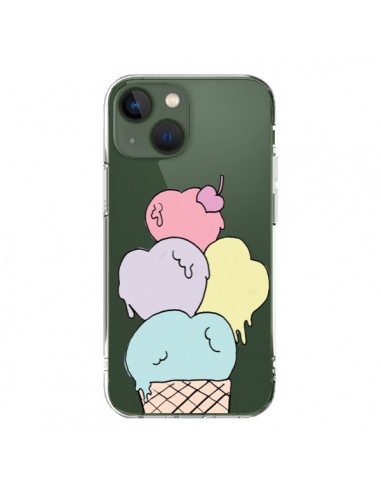 Coque iPhone 13 Ice Cream Glace Summer Ete Coeur Transparente - Claudia Ramos