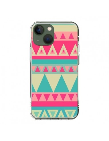 Coque iPhone 13 Azteque Rose Vert - Eleaxart