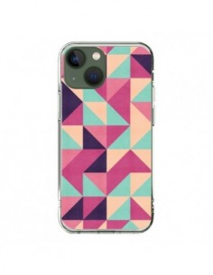 Coque iPhone 13 Azteque Triangle Rose Vert - Eleaxart