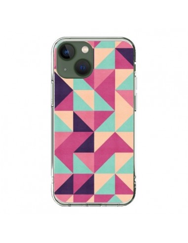 Cover iPhone 13 Azteque Triangolo Rosa Verde - Eleaxart