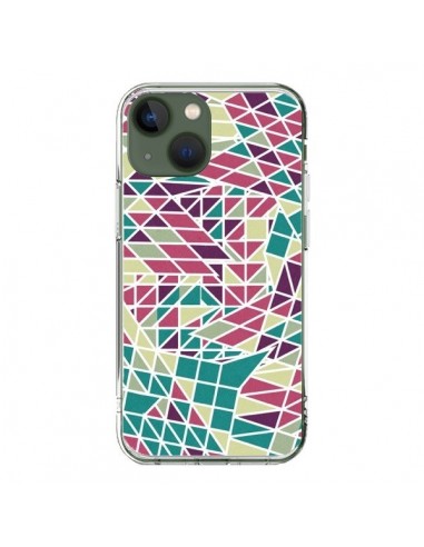 Cover iPhone 13 Azteco Triangoli Verde Viola - Eleaxart