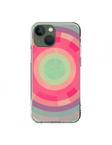 Coque iPhone 13 Spirale de Couleurs Rose Vert - Eleaxart