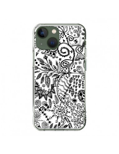 Cover iPhone 13 Azteco Bianco e Nero - Eleaxart