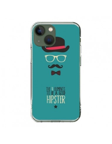 Coque iPhone 13 Chapeau, Lunettes, Moustache, Noeud Papillon To Be a Good Hipster - Eleaxart