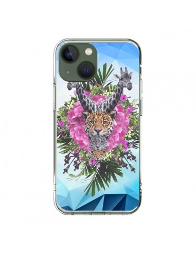 Coque iPhone 13 Girafes Lion Tigre Jungle - Eleaxart