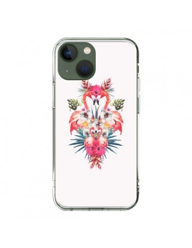 Coque iPhone 13 Tropicales Flamingos Tropical Flamant Rose Summer Ete - Eleaxart