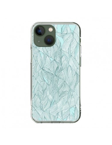 Coque iPhone 13 Courbes Meandre Bleu Vert Nuageux -  Léa Clément