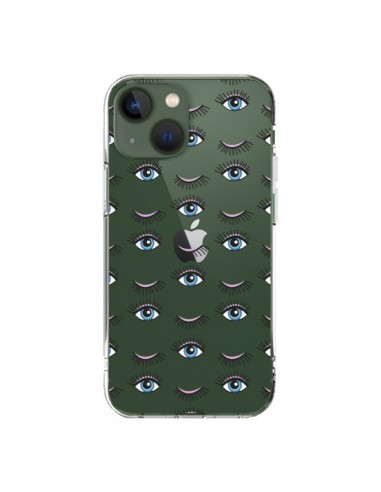 Coque iPhone 13 Eyes Oeil Yeux Bleus Mosaïque Transparente -  Léa Clément