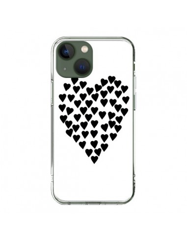 Coque iPhone 13 Coeur en coeurs noirs - Project M