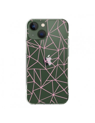 Cover iPhone 13 Linee Trangolo Rosa Trasparente - Project M