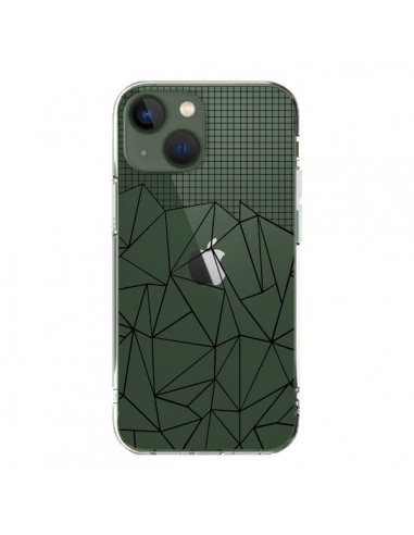 Coque iPhone 13 Lignes Grille Grid Abstract Noir Transparente - Project M