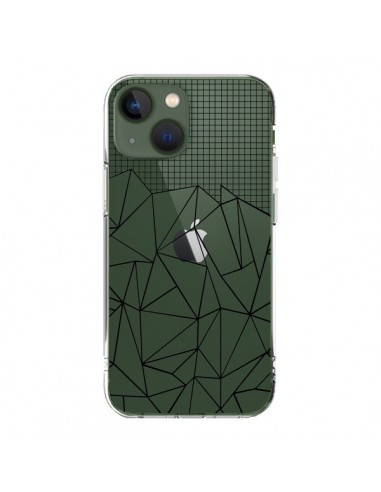 Cover iPhone 13 Linee Griglia Grid Abstract Nero Trasparente - Project M