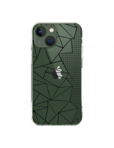 Coque iPhone 13 Lignes Grilles Side Grid Abstract Noir Transparente - Project M