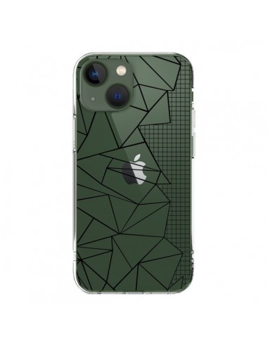iPhone 13 Case Lines Side Grid Abstract Black Clear - Project M