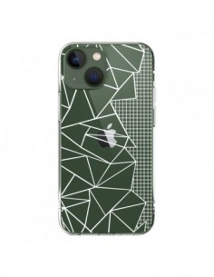 Coque iPhone 13 Lignes Grilles Side Grid Abstract Blanc...