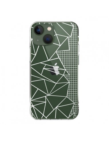 Cover iPhone 13 Linee Griglia Side Grid Astratto Bianco Trasparente - Project M