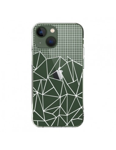 Coque iPhone 13 Lignes Grilles Grid Abstract Blanc Transparente - Project M