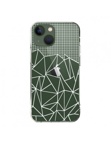 Cover iPhone 13 Linee Griglia Grid Astratto Bianco Trasparente - Project M