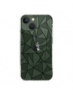 iPhone 13 Case Lines Triangles Grid Abstract Black Clear...