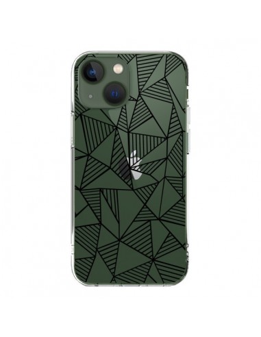 Cover iPhone 13 Linee Griglia Triangles Grid Astratto Nero Trasparente - Project M