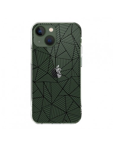 Cover iPhone 13 Linee Griglia Triangles Full Grid Astratto Nero Trasparente - Project M