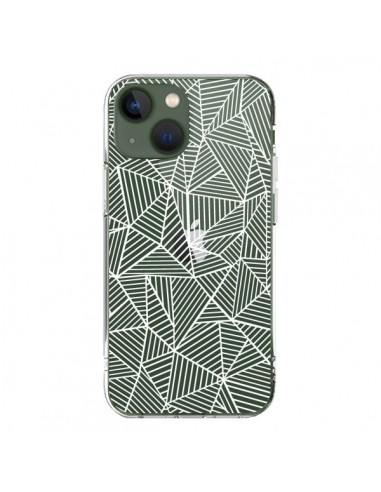 Coque iPhone 13 Lignes Grilles Triangles Full Grid Abstract Blanc Transparente - Project M