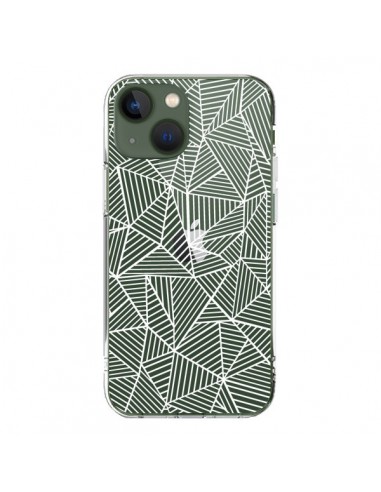 Cover iPhone 13 Linee Griglia Triangles Full Grid Astratto Bianco Trasparente - Project M