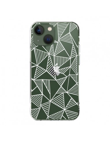 Cover iPhone 13 Linee Griglia Triangles Grid Astratto Bianco Trasparente - Project M