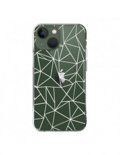 Coque iPhone 13 Lignes Triangles Grid Abstract Blanc...