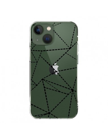 Coque iPhone 13 Lignes Points Abstract Noir Transparente - Project M