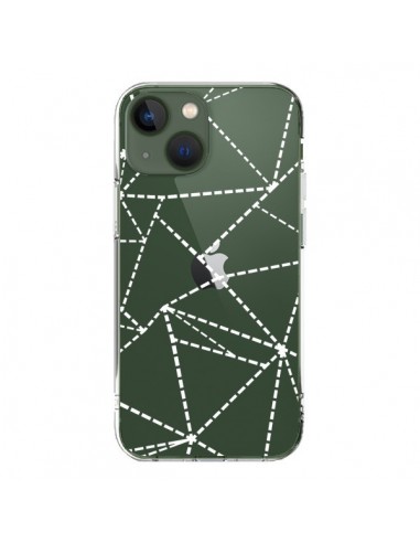 Coque iPhone 13 Lignes Points Abstract Blanc Transparente - Project M