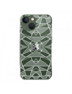 Coque iPhone 13 Lignes Miroir Grilles Triangles Grid...