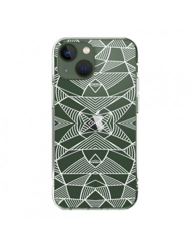 Coque iPhone 13 Lignes Miroir Grilles Triangles Grid Abstract Blanc Transparente - Project M